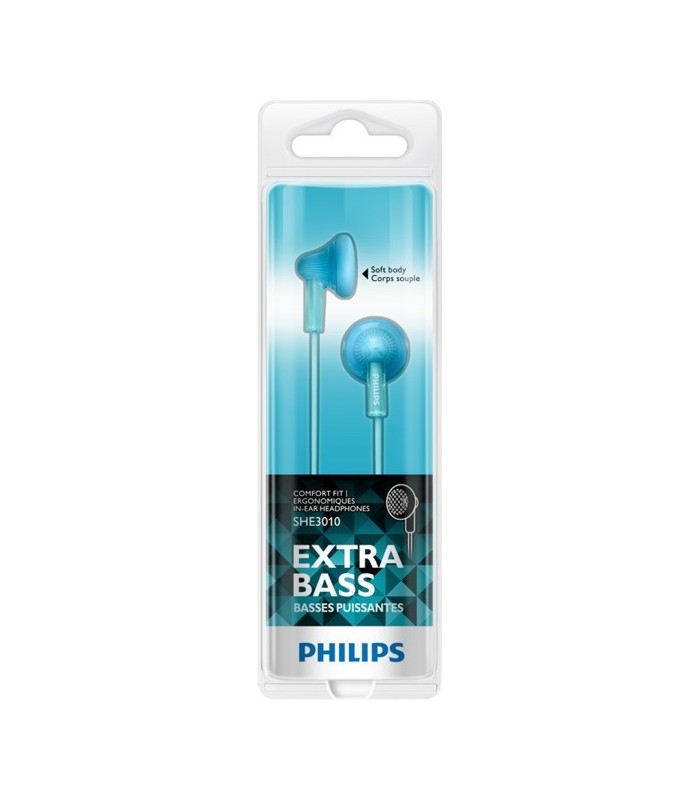 Auriculares botón Extra Bass Philips SHE3010 azul claro