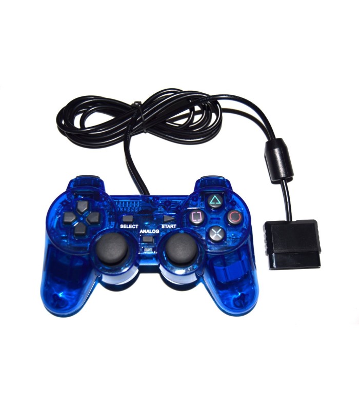 Mando Playstation/Playstation 2 compatible azul transparente Mando Playstation/Playstation 2 compatible azul transparente