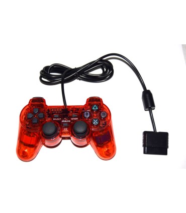 Mando Playstation/Playstation 2 compatible rojo transparente