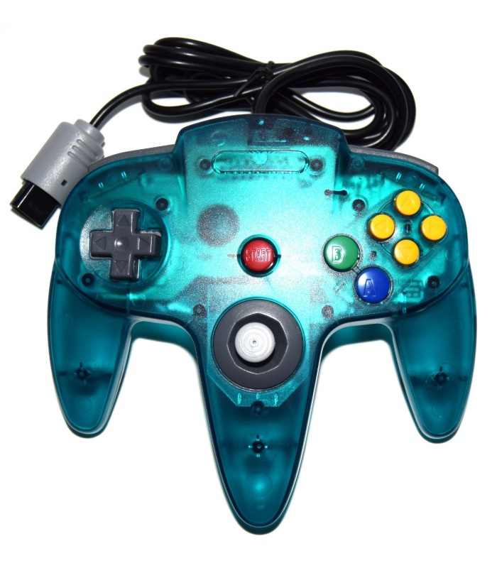 Mando compatible Nintendo 64 azul transparente (nuevo)