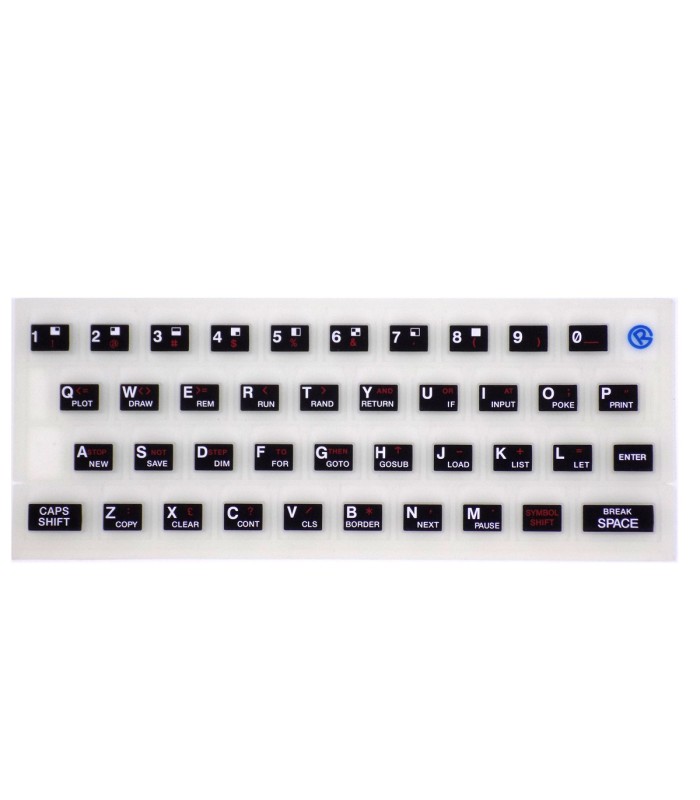 Teclado goma ZX Spectrum 16/48k negro (fluorescente)