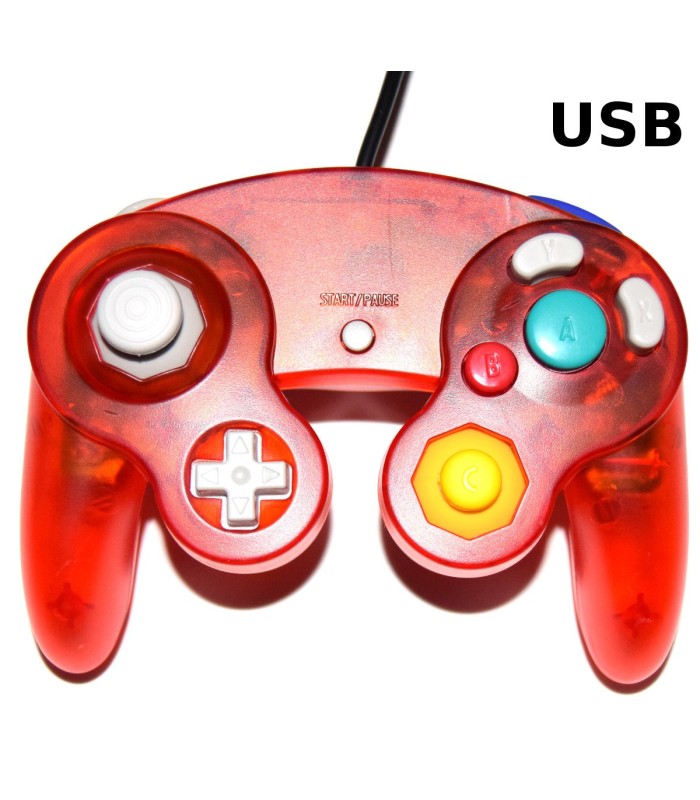 Mando tipo Gamecube USB rojo transparente Mando tipo Gamecube USB rojo transparente