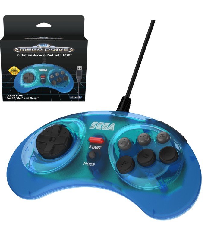 Mando USB Sega Megadrive 8 botones (azul) Mando USB Sega Megadrive 8 botones (azul)