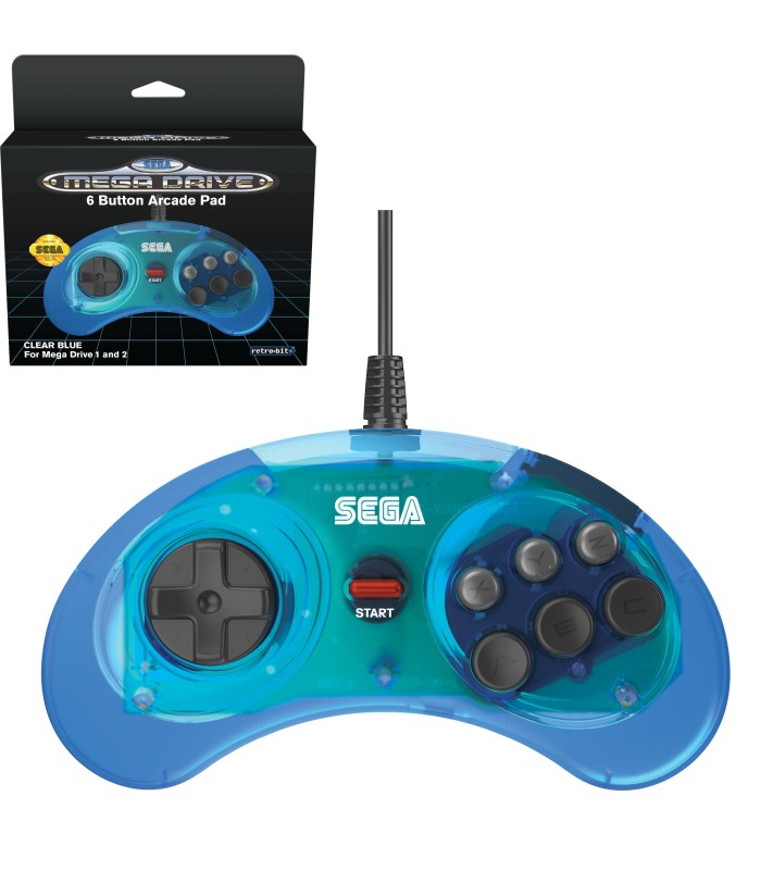 Mando Sega Megadrive azul transparente (licenciado) Mando Sega Megadrive azul transparente (licenciado)