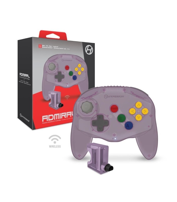 Mando inalámbrico Nintendo 64 Admiral morado transparente Mando inalámbrico Nintendo 64 Admiral morado transparente