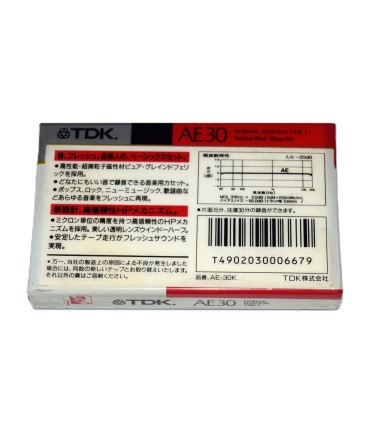 Cinta de Cassette vírgen TDK AE30 30min modelo 1989