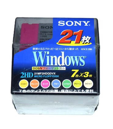 Caja 21 disquetes 3 1/2 2HD Sony colores