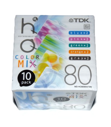 Pack 10 Minidisc 80 minutos TDK Color Mix