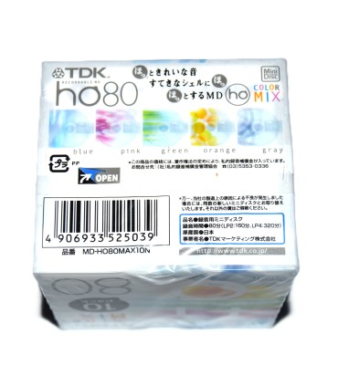 Pack 10 Minidisc 80 minutos TDK Color Mix
