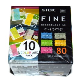 Pack 10 Minidisc 80 minutos TDK Fine Color Mix