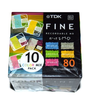 Pack 10 Minidisc 80 minutos TDK Fine Color Mix