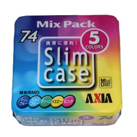 Pack 5 Minidisc 74 minutos Axia Color Slim case