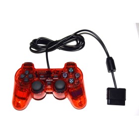 Mando Playstation/Playstation 2 compatible rojo transparente