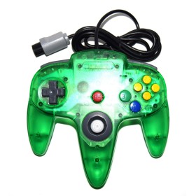 Mando compatible Nintendo 64 verde transparente  (nuevo)