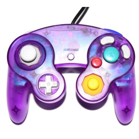 Mando compatible Gamecube/Wii morado transparente