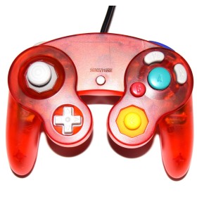 Mando compatible Gamecube/Wii rojo transparente