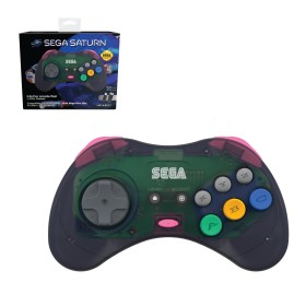 Mando inalámbrico Sega Saturn + USB 8 botones gris transparente