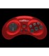Mando inalámbrico Sega Megadrive + USB 8 botones rojo transparente