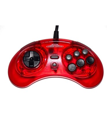 Mando USB Sega Megadrive 8 botones rojo transparente (licenciado)