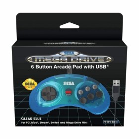 Mando USB Sega Megadrive 6 botones azul transparente (licenciado)