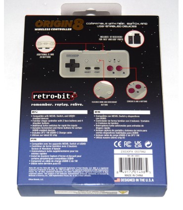 Mando Retrobit Origin8 NES/USB gris Gameboy